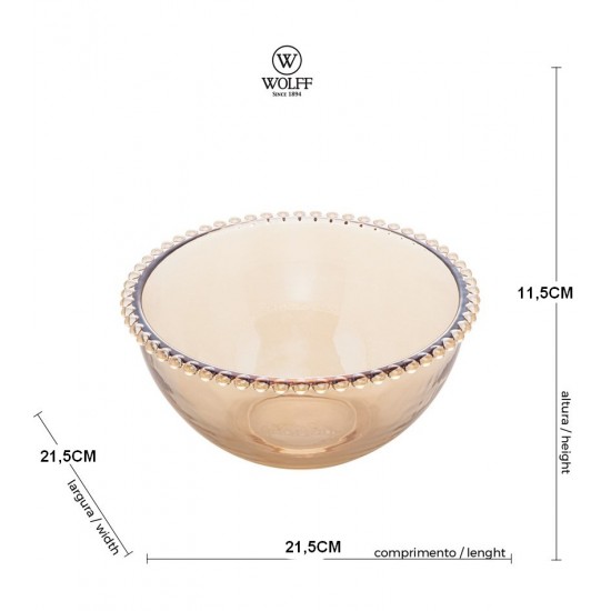 Saladeira 20,5x11,5cm Cristal Ecológico Pearl Âmbar